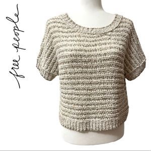 FREE PEOPLE Size XSmall Cotton Linen blend knit short sleeve knit top